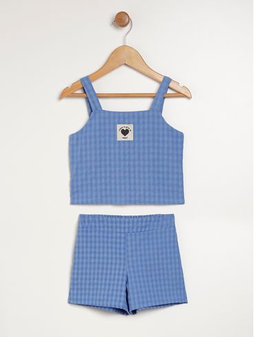 Conjunto Curto Infantil Para Menina - AZUL