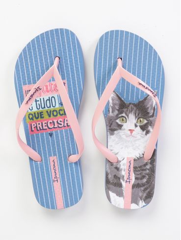 Chinelo Love Pets Ipanema Feminino AZUL/ROSA/BRANCO