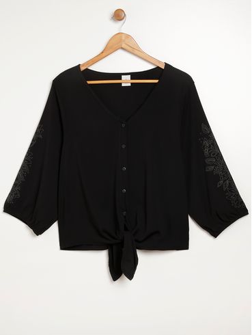 Camisa Viscose Plus Size Feminina PRETO