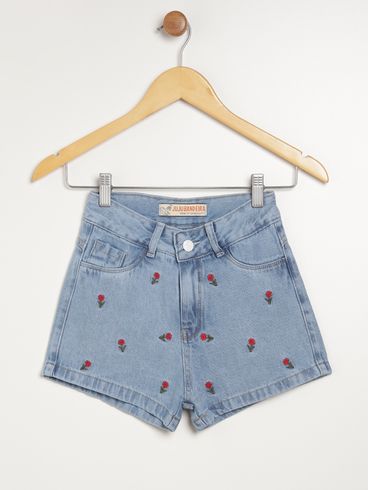 Short Jeans Juvenil Para Menina - AZUL CLARO