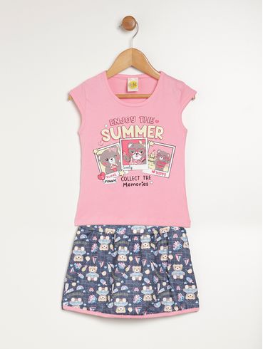 Conjunto Curto Infantil Para Menina - ROSA