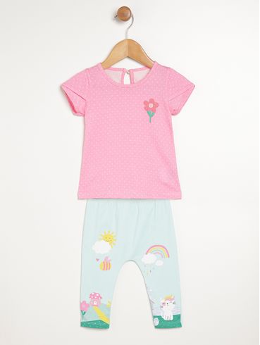 Conjunto Curto Infantil Para Bebê - ROSA