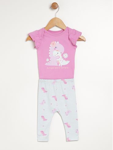 Conjunto Curto Infantil Para Bebê - ROSA