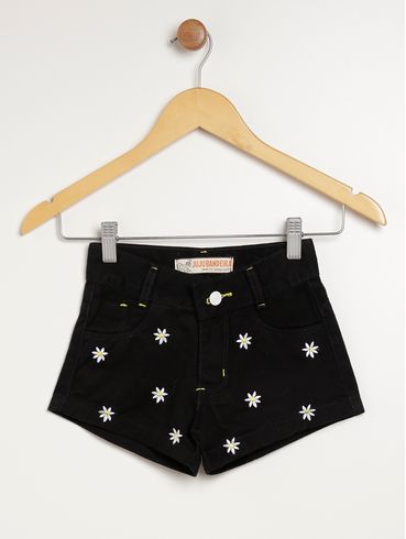 Short Sarja Infantil Para Menina - PRETO