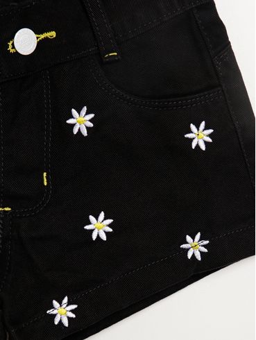 Short Sarja Infantil Para Menina - PRETO