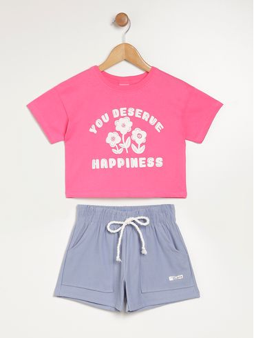 Conjunto Curto Infantil Para Menina - ROSA