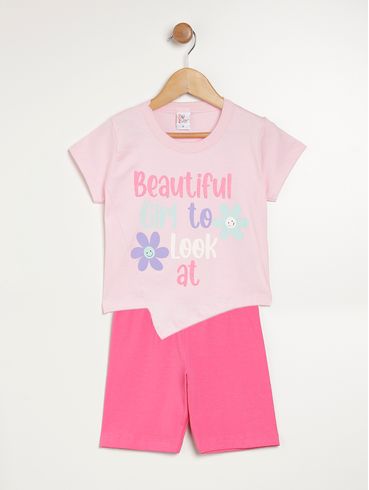 Conjunto Curto Infantil Para Menina - ROSA CLARO