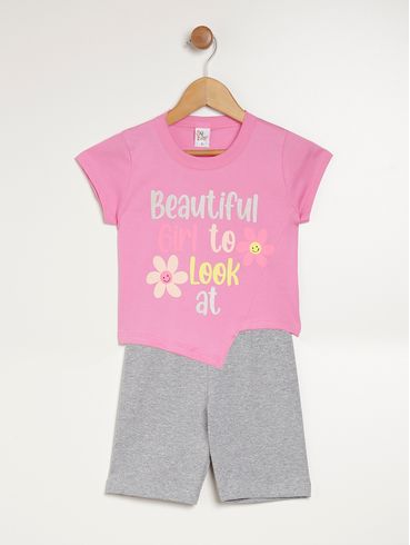 Conjunto Curto Infantil Para Menina - ROSA