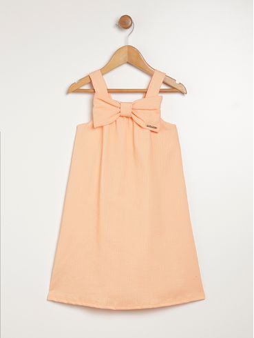 Vestido Manga Curta Infantil Para  Menina - LARANJA