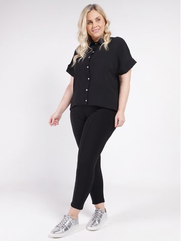 Camisa Crepe Plus Size Feminina PRETO