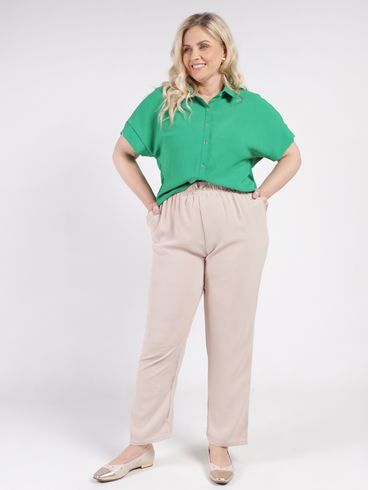 Camisa Crepe Plus Size Feminina VERDE