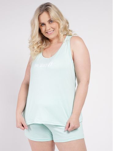 Pijama Curto Plus Size Feminino VERDE CLARO