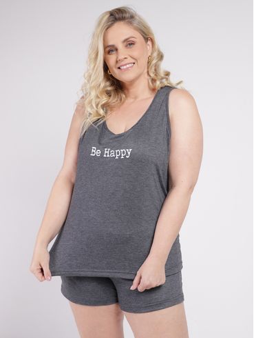 Pijama Curto Plus Size Feminino MESCLA