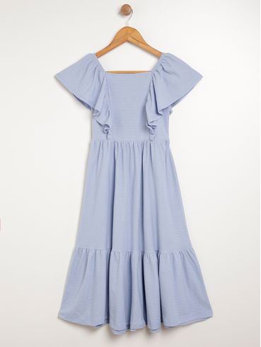 Vestido Midi Juvenil Para Menina - AZUL