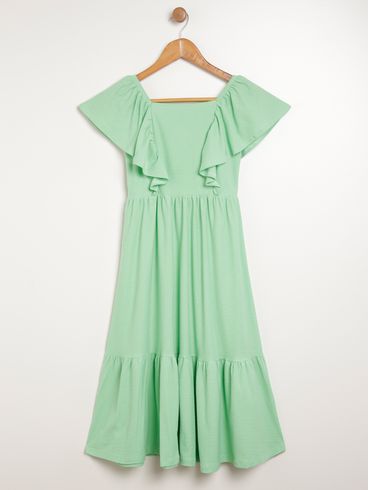 Vestido Midi Juvenil Para Menina - VERDE