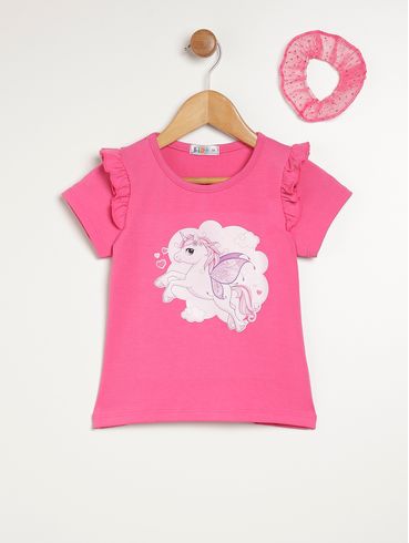 Blusa Manga Curta Kid+ Infantil Para Menina - PINK