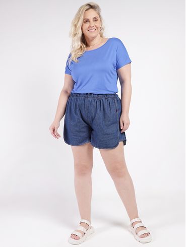 Short Jeans Plus Size Feminino Azul