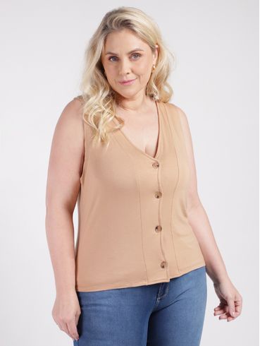 Colete Autentique Plus Size Feminino BEGE