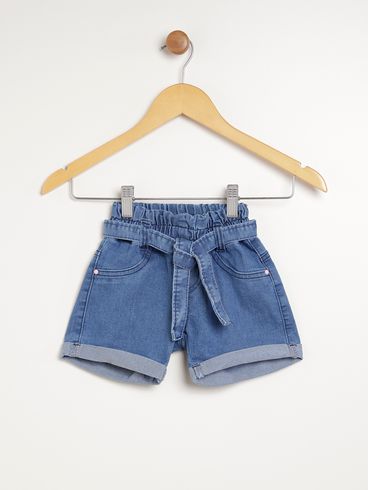 Short Jeans Clochard Infantil Para Menina - AZUL