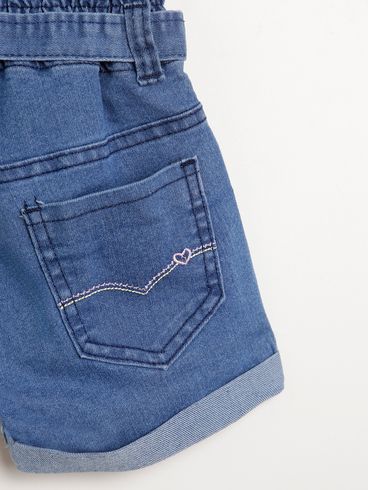 Short Jeans Clochard Infantil Para Menina - AZUL