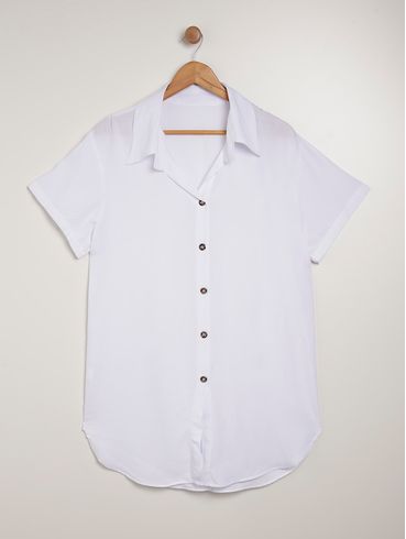 Camisa Viscose Alongada Plus Size Feminina BRANCO