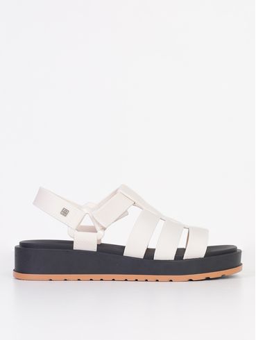 Sandália Zaxy Feminina OFF WHITE/PRETO