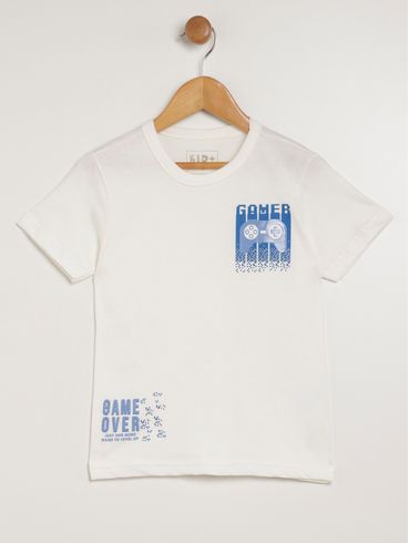 Camiseta Manga Curta Kid+ Infantil Para Menino - OFF WHITE