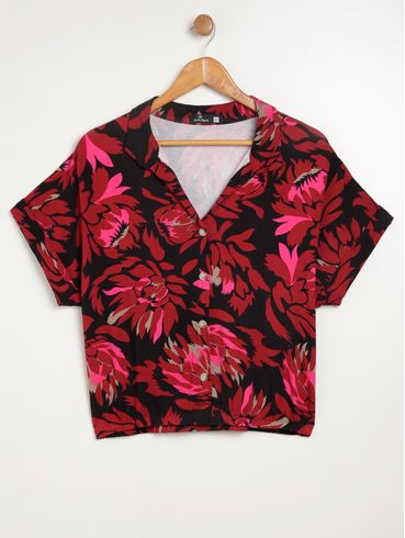 Camisa Manga Curta  Autentique Feminina PRETO/ROSA