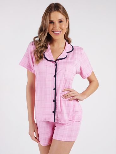 Pijama Curto Americano Feminino ROSA CLARO