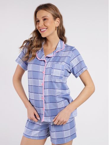 Pijama Curto Americano Feminino AZUL