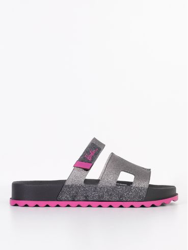 Chinelo Slide Barbie Juvenil Para Menina - PRETO/ROSA