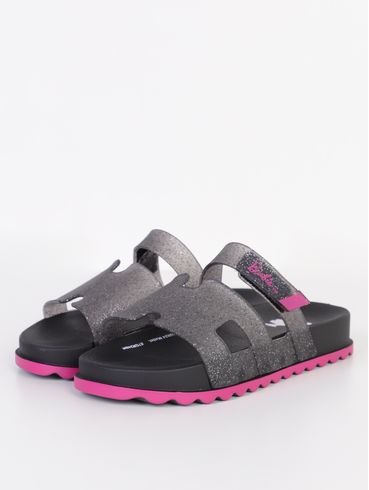 Chinelo Slide Barbie Juvenil Para Menina - PRETO/ROSA