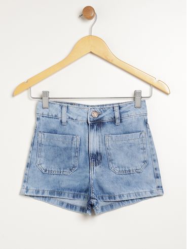 Short Jeans Juvenil Para Menina - AZUL