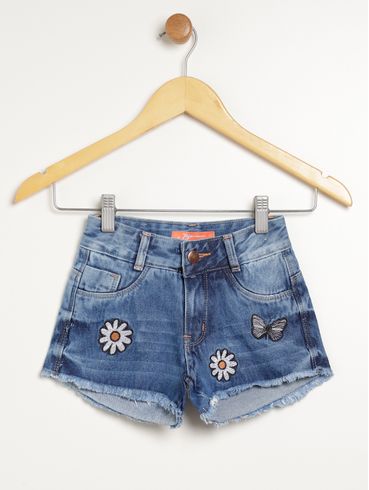 Short Jeans Infantil Para Menina - AZUL