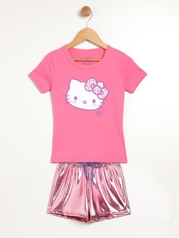 Conjunto Curto Hello Kitty Infantil Para Menina - ROSA