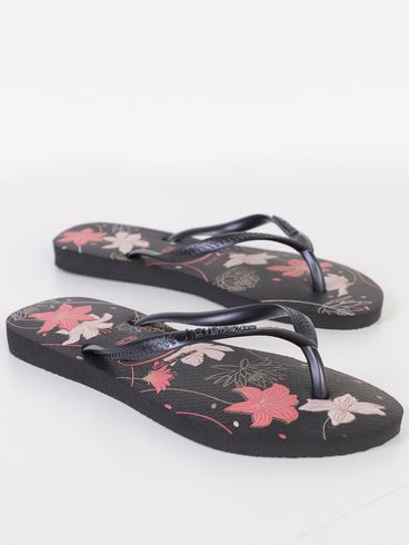 Chinelo Slim Havaianas Feminino PRETO/CINZA/ROSA