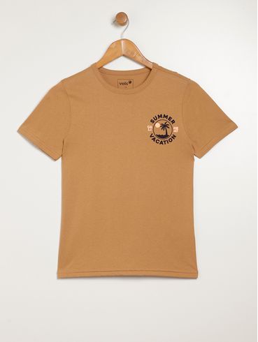 Camiseta Manga Curta Vels Juvenil Para Menino  - CARAMELO