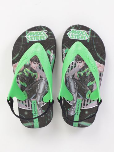 Chinelo Max Steel Infantil Para Bebê Menino - PRETO/VERDE