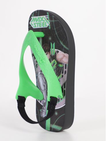 Chinelo Max Steel Infantil Para Bebê Menino - PRETO/VERDE