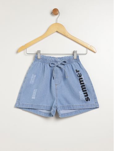 Short Jeans Juvenil Para Menina - AZUL CLARO