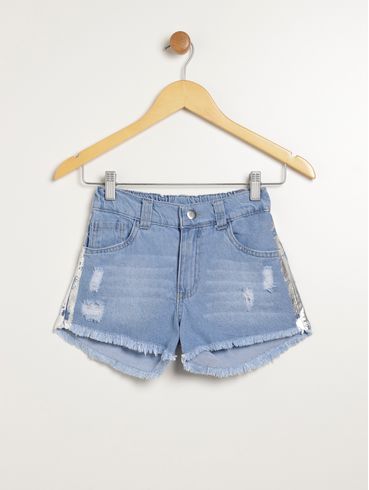 Short Jeans Juvenil Para Menina - AZUL