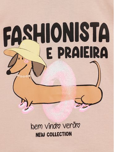 Blusa Manga Curta Juvenil Para Menina - BEGE