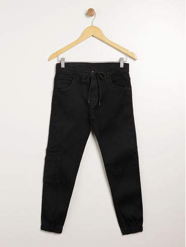 Calça Jeans Jogger Juvenil Para Menino - PRETO