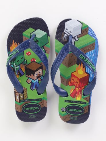 Chinelo Minecraft Havaianas Infantil Para Menino - MARINHO/VERDE