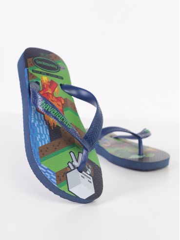 Chinelo Minecraft Havaianas Infantil Para Menino - MARINHO/VERDE