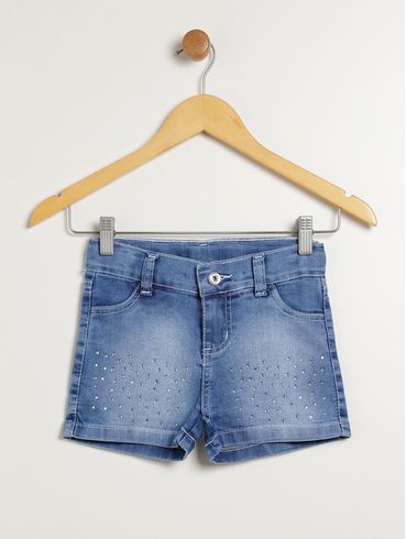 Short Jeans Infantil Para Menina - AZUL