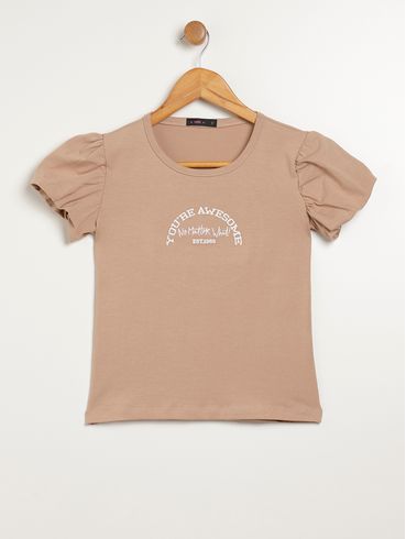 Blusa Manga Curta Vels Juvenil Para Menina - BEGE