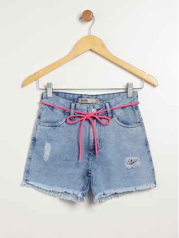 Short Jeans Juvenil Para Menina - AZUL