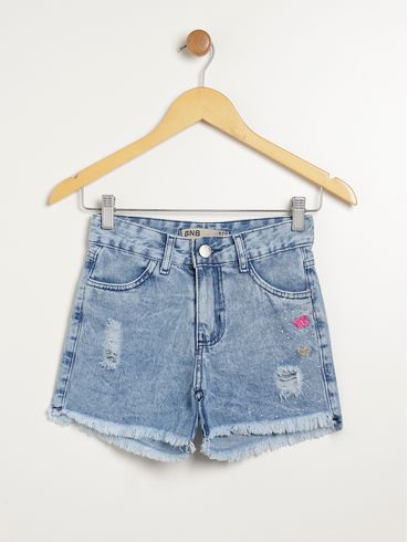 Short Jeans Juvenil Para Menina - AZUL