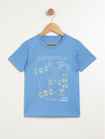 Camiseta Manga Curta Kid+ Infantil Para Menino - AZUL